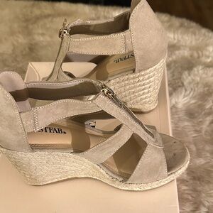 JustFab Women's Tan Wedge Sandals